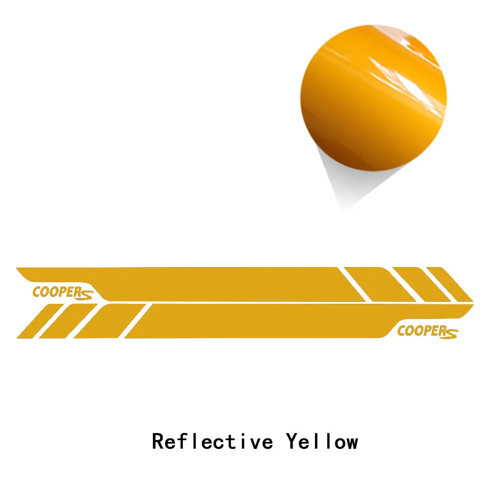 2 шт. автомобильный Стайлинг Cooper S графика виниловая наклейка гоночная дверь боковые полосы наклейка для MINI Countryman R60 ALL4 JCW аксессуары - Название цвета: reflective yellow