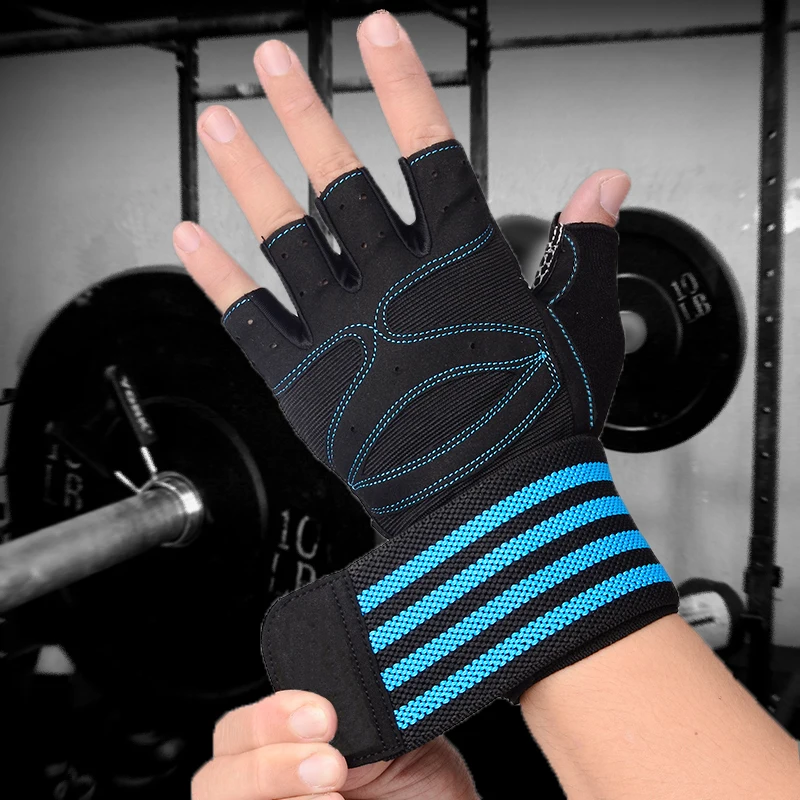 Blue gym gloves