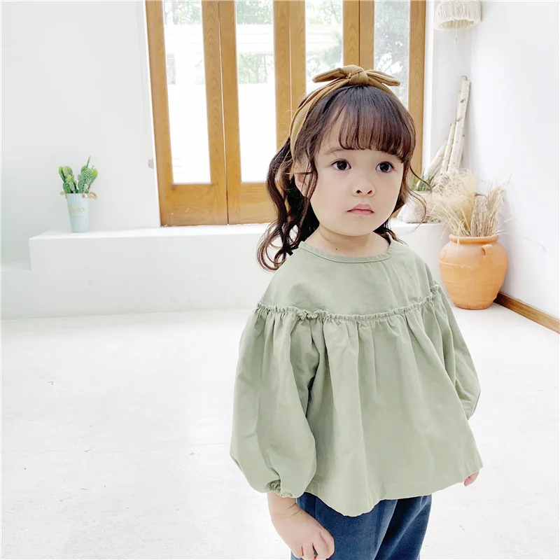 MILANCEL/блузка для девочек; хлопковая Базовая рубашка для девочек; повседневная одежда с длинными рукавами для девочек
