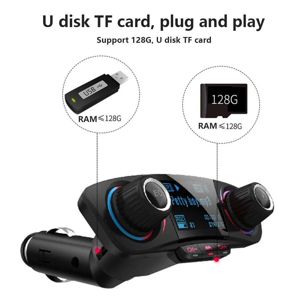 Автомобильное зарядное устройство адаптер MP3-плеер Многофункциональный Bluetooth 4,0+ EDR U диск автомобильное зарядное устройство автомобильный прикуриватель