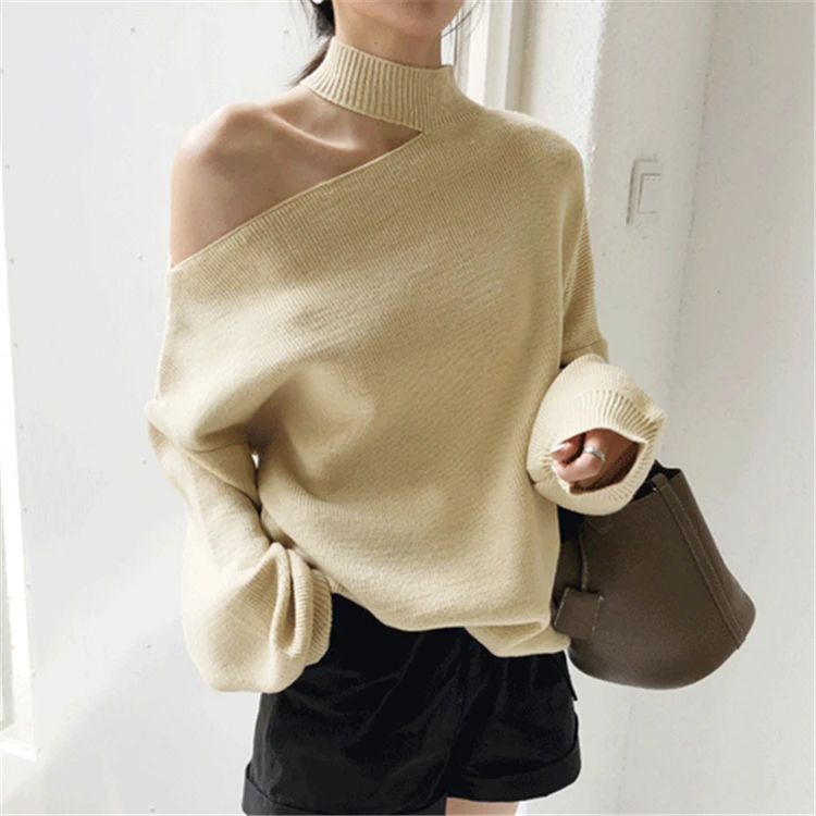 Colorfaith New Autumn Winter Women's Sweaters Casual Minimalist Tops Sexy Korean Style Knitting Off Shoulder Ladies SW7848