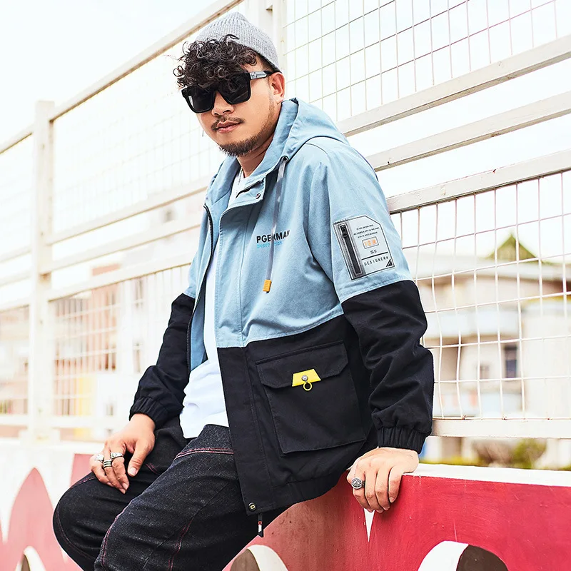 4xl 5xl 6xl 3xl 2xl мужская куртка Тонкий длинный рукав куртки с капюшоном Новая ветровка на молнии Верхняя одежда брендовая одежда