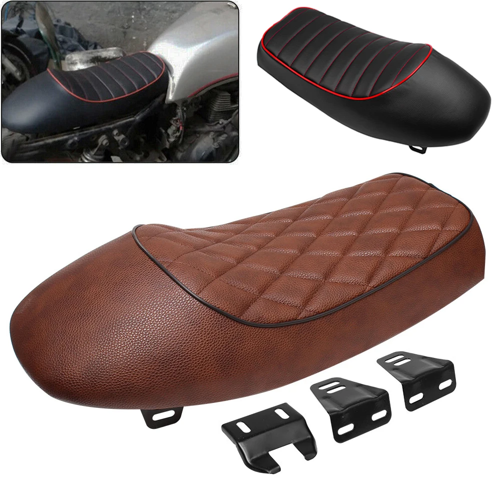 

Universal Motorcycle Vintage Cafe Racer Seat Retro Cafe Saddle For Honda CB CL CB500 CB550 CB750 Black Red