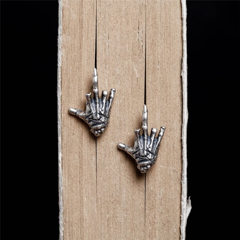 "La F-U" Skeleton hand earrings