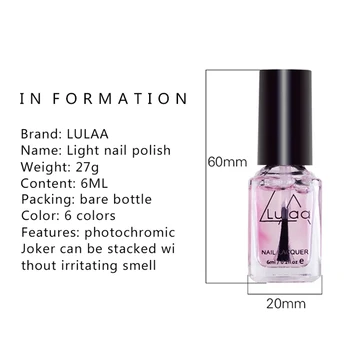 

Newly 1 Pcs Transparent Nail Polish Sunlight Sensitive Color Changing Lacquer Varnish CLA88