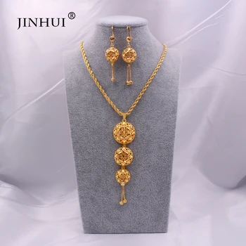 

Ethiopian New gold jewelry sets for women Necklace Pendant Earring Dubai Nigeria Indian Saudi Arabia bridal wedding gifts set