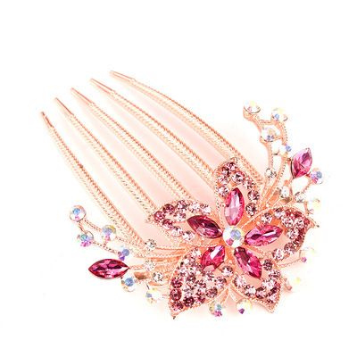 Colorful Flowers Rhinestone Hairpins Retro Women's Hollow Out Crystal  Hair Comb Hairpin Fashion Hair Accessories Headdress