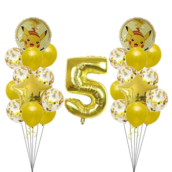 

1set Pikachu Pokemon Go 18 inch Foil Balloons Confetti Balloon Birthday Party decoration Cartoon kids toys Baby Shower Balloon