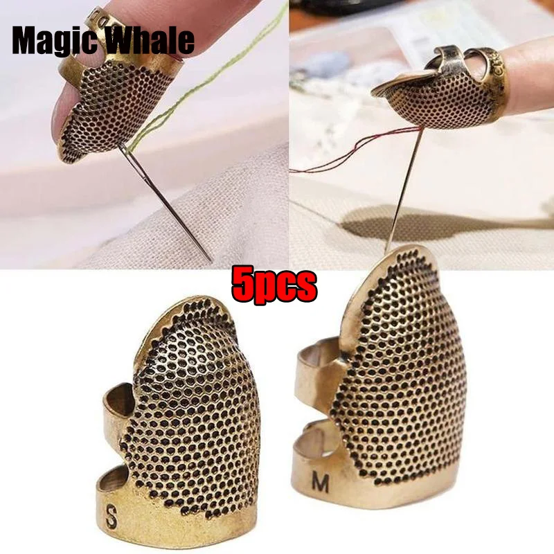 

5pcs Retro Handworking Sewing Thimble Finger Protector Needlework Metal Brass Sewing Thimble DIY Sewing Tools Accessories