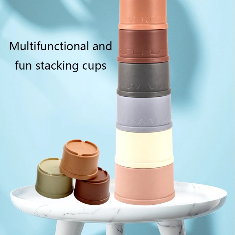 8Pcs/Set Baby Stacking Cup Toys Colorful Infants Toddlers Bath Toys Stack Tower Early Educational Baby Birth Montessori