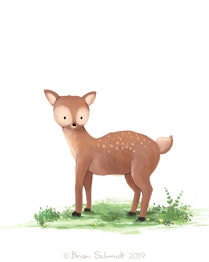 Baby Deer Nursery Art, Fawn Nursery Decor, Childrens Art, Woodland