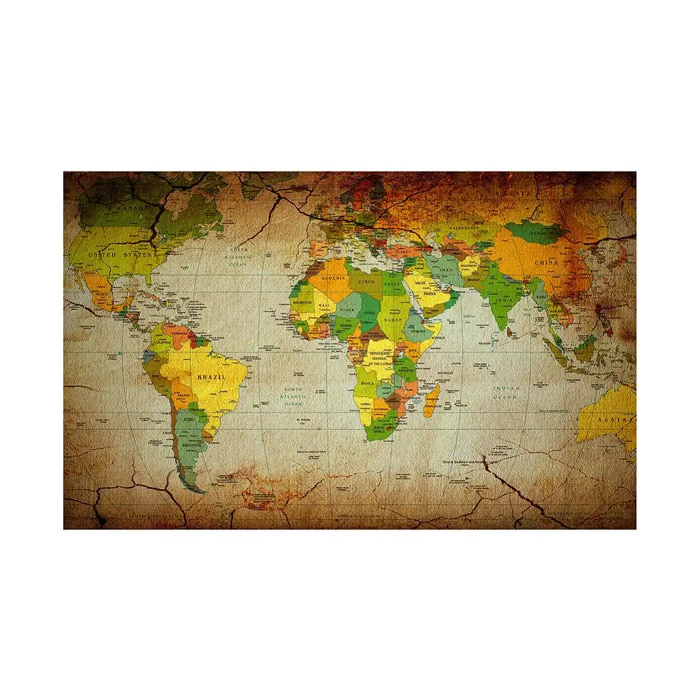 Retro Kraft Paper Style World Map 150x100cm Non Woven Foldable World