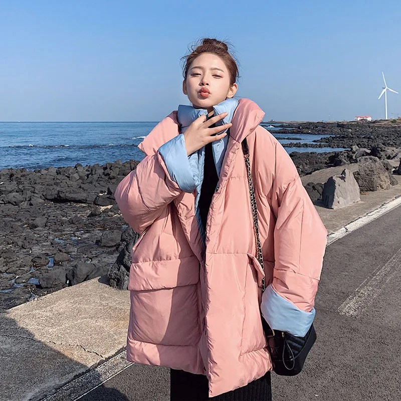 

2019 Winter New Loose Cotton Padded Women's Medium and Long Coat Thickened Cotton Clothes and Padded Jacket Trend Coat