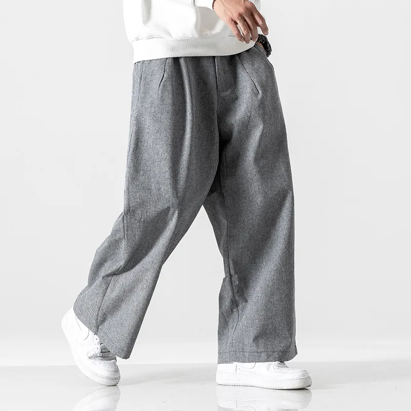 

Autumn And Winter New Style Japanese-style Harem Loose And Plus-sized Loose Pants Men's Chinese-style Fine Striped Pants Straigh