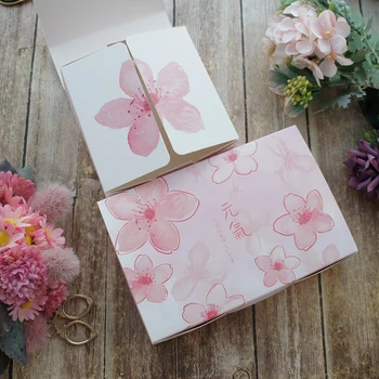 

2 Size Pink Cherry Blossom Flower 10pcs Macaron Chocolate Paper Box Wedding Favor Birthday Party Gifts Packaging