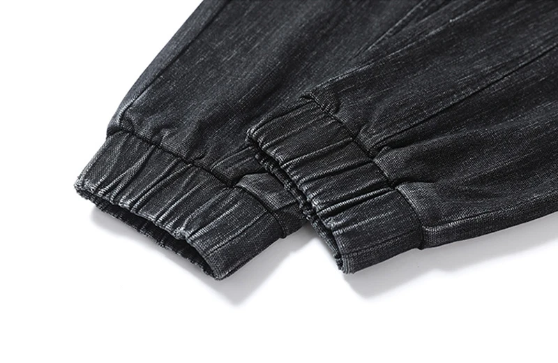 Fashion Streetwear Men Jeans Loose Fit Slack Bottom Black Cargo Pants Harem Trousers Elastic Waist Hip Hop Jeans Men Joggers