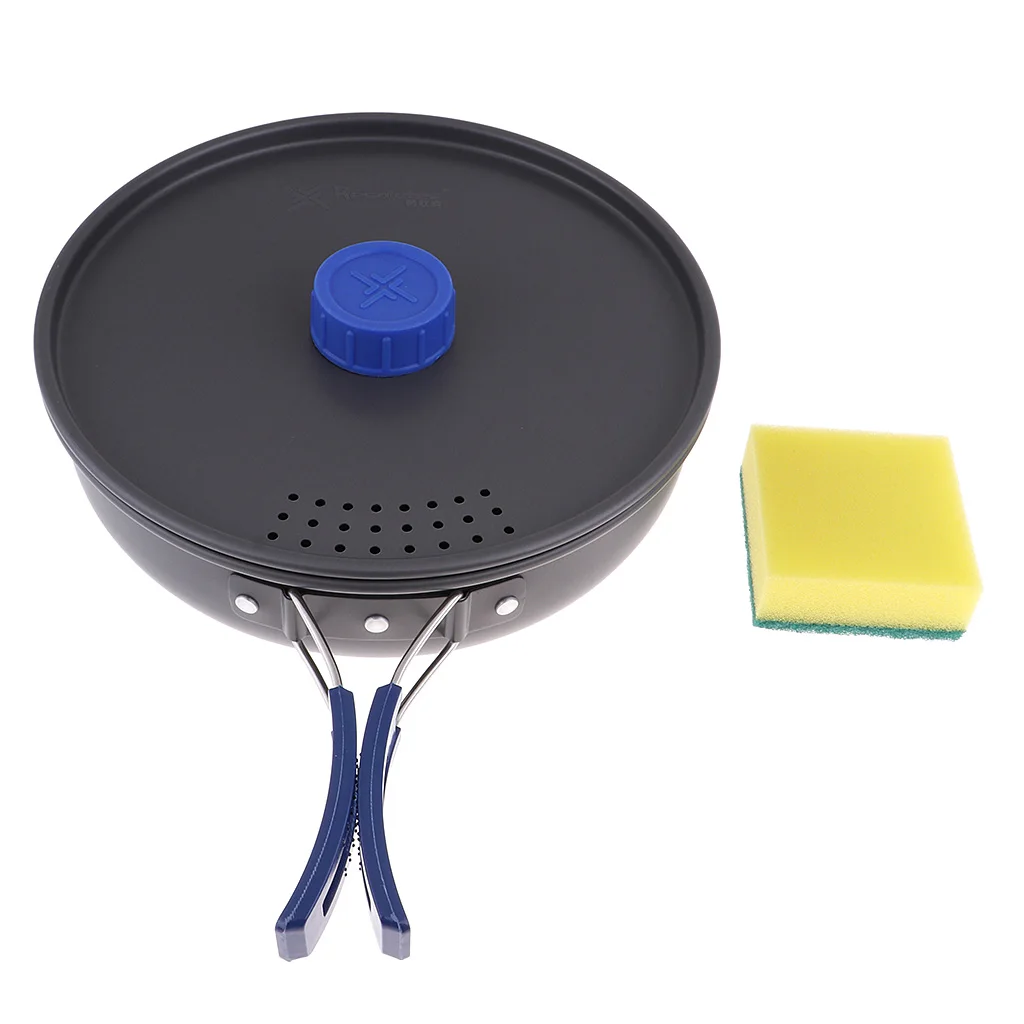 2-3 Person Camping Fry Pan Outdoor Portable Picnic Cooking Cookware with Lid and Carry Bag for Camping Backpacking Hiking