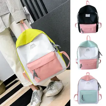 

2019 Newest Hot Ladies Patchwork Color Backpack Women Canvas Travel Bookbag Collage School Bag Laptop Rucksack for Teenage Girl