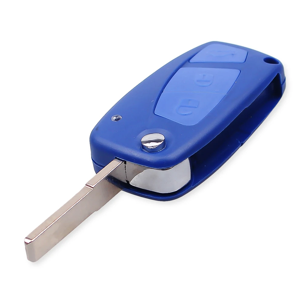 Чехол KEYYOU с 3 кнопками и Откидывающейся Крышкой для пульта дистанционного управления для FIAT Punto Ducato Stilo, panda чехол для автомобильного ключа SIP22 Blade - Количество кнопок: Blue