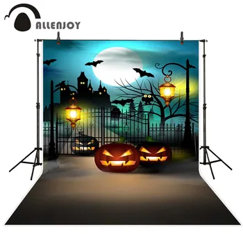 

Allenjoy Weird Halloween Supplies Lights Pumpkins Moon Iron Door Abstract Villa Party Decor Bat Forest Festival Wall Banners