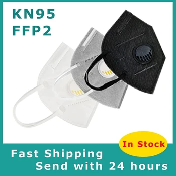 

5 LAYERS Protective Face Mask with Breathing Valve FFP2 Mask KN95 Masks CE Mascarillas 95% Filtration Mouth Mask Anti flu