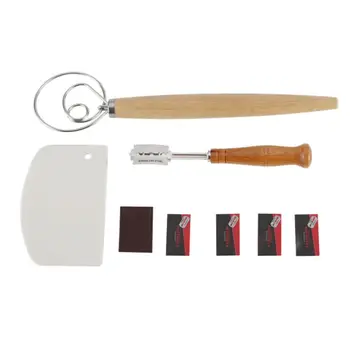 

Bread Baking Tool Set Danish Dough Whisk Plastic Dough Scraper for Homemade Bread Slashing Tool
