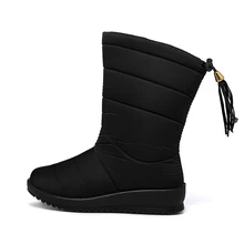 Botas de nieve de media caña para mujer, zapatos cálidos de piel, calzado de invierno, 2020