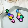 Lovely Acrylic Puzzle Drop Earrings for Women Girl Colorful Irregular Funny Cartoon Puzzles Long Earring Fashion Jewelry Brincos 4