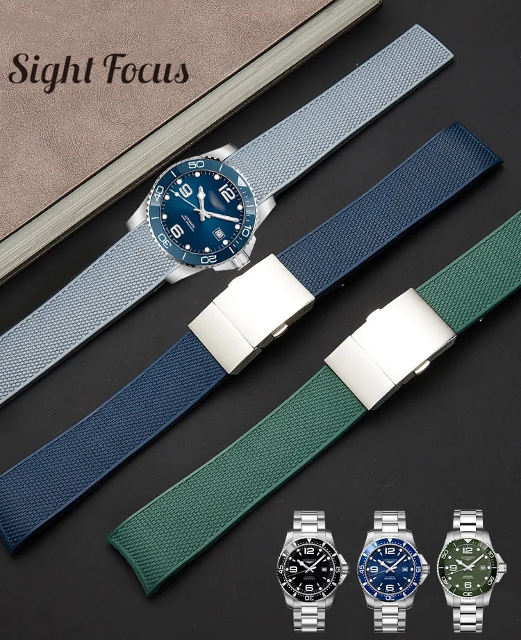 Cinturino Per Orologio In Gomma Siliconica Da 21Mm Cinturino Impermeabile Per Cinturini Per Orologi Longines Conquest Hydromenter L3.742/782 Bracciale