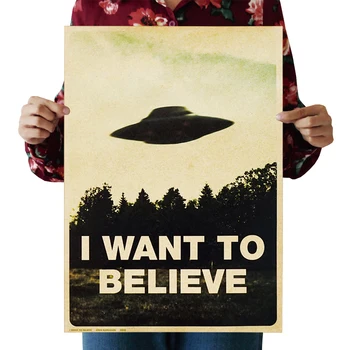 

Classic Poster Files Pattern Room Ornament Decor Home & Garden Wall Sticker Paper "I Want To Believe" Office Art Paster