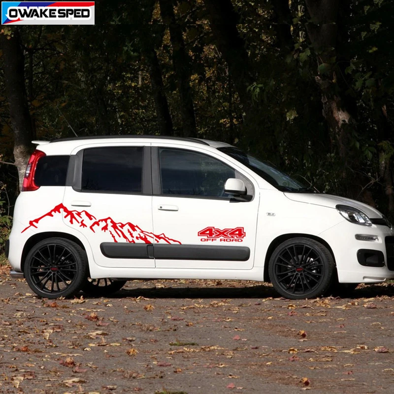 Mountain Graphics Vinyl Decal Car Styling Door Side Decor Sticker For-Fiat Panda 4X4 OFF RAOD Auto Body Customized Stickers (2)