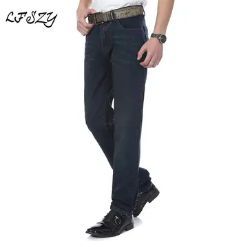 

Jeans Men 2020 Spring and Summer New Men's Mid-rise Small Straight Jeans Elastic Slim Dark Blue Large Size Jeans Size 27-35 36