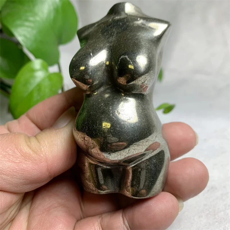 Natural Pyrite Goddess Statue Crystal Carved Woman Torso Energy Body Sculpture Decorate Gift Room Decor 1pcs