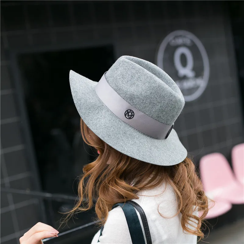 

Fibonacci Fashion Hat Women 100% Wool Fedora Hat Elegant Lady Ribbon Wide Brim Jazz Church Panama Sombrero Cap Winter Autumn