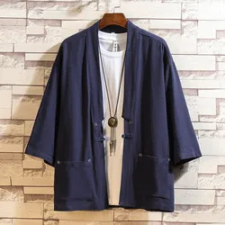 Vêtements asiatiques, chemise à boucle, Hanfu Tang, Costume pour hommes, Yukata, Kimono ample, Cardigan japonais, Costume de Cosplay 