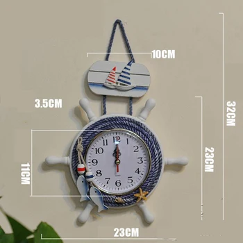 

Rudder Wall Clock Creative Ocean Watch Hanging Accessories Wall Clock Vintage wall clock for the kitchen Home Decor QZE289