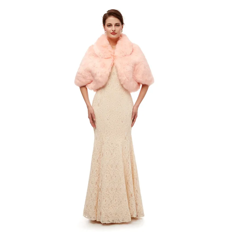light pink Favordear, женская короткая модная повседневная куртка, много цветов, пальто из искусственного меха, верхняя одежда, зимняя теплая накидка, свадебная накидка - Цвет: light pink
