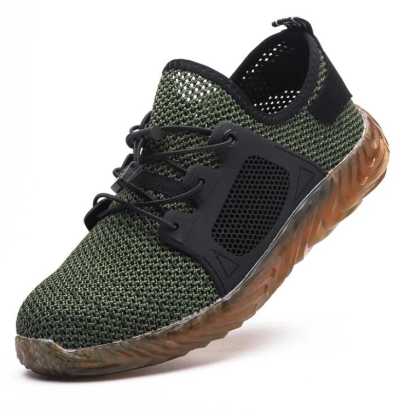 New Breathable Mesh Safety Shoes Men Light Sneaker Indestructible Steel Toe Soft Anti-piercing Work Boots Plus size 35-48