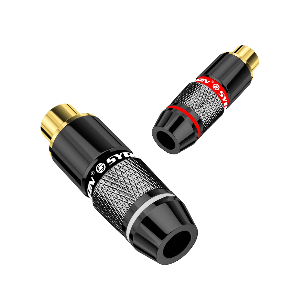 High Quality 24K Gold RCA Jack Audio Video Connector Adapter For HIFI Audio DIY Cable black&red 1/pair speaker plug RCA Plug