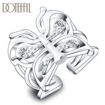 

DOTEFFIL 925 Sterling Silver Hollow Butterfly AAA Zircon Ring For Women Fashion Wedding Engagement Party Gift Charm Jewelry
