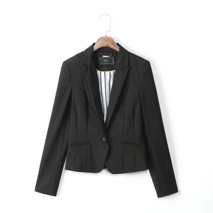 730tj Тип хорошо! Универсальные однотонные Цвет нажатием одной кнопки Slim Fit Для женщин короткие костюмы для маленьких пальто