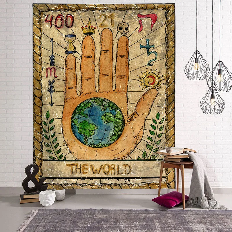 

Mysterious Tarot Cards Tapestry Oracles Deck Divination Beach Rug Creative Wall Adornment Background Retro Home Decor Tapestries