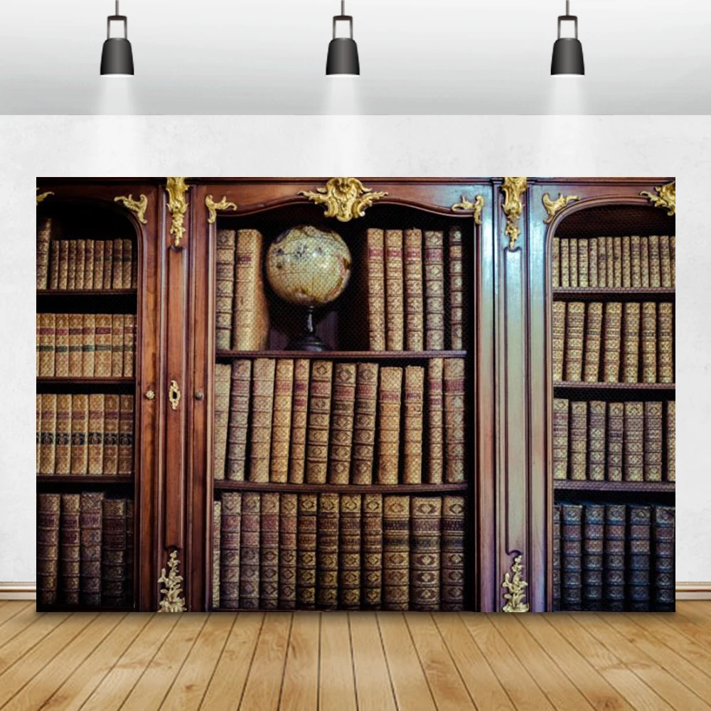 

Vantinge Old bookshelves Globe Books Pattern Room Decro Photographic Background Photographic Backdrop Photo Studio