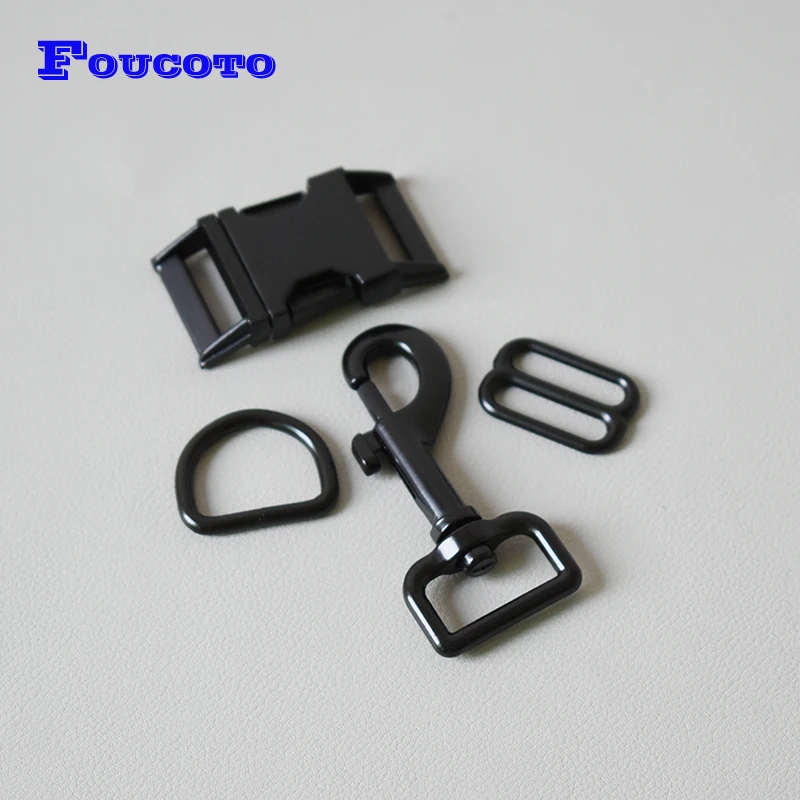 200 setsSide Release Buckle D Ring Tri-Glides Slider Регулируемая пряжка DIY 25 мм воротничок Швейные аксессуары-черный