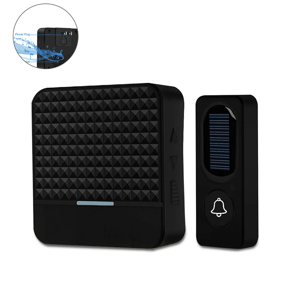

Home Portable Smart Charging Wireless Doorbell 52 Ringtones Hotel Durable Solar Powered Energy Saving Waterproof LED Light Loudy