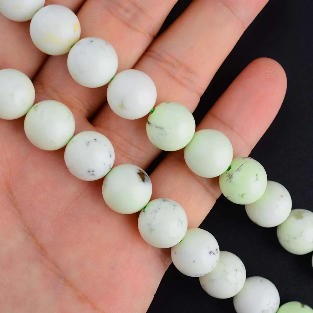1 strands Natural Genuine Yellow Green Australian Turquoise Round Loose Gemstone Beads 6-12 mm 15