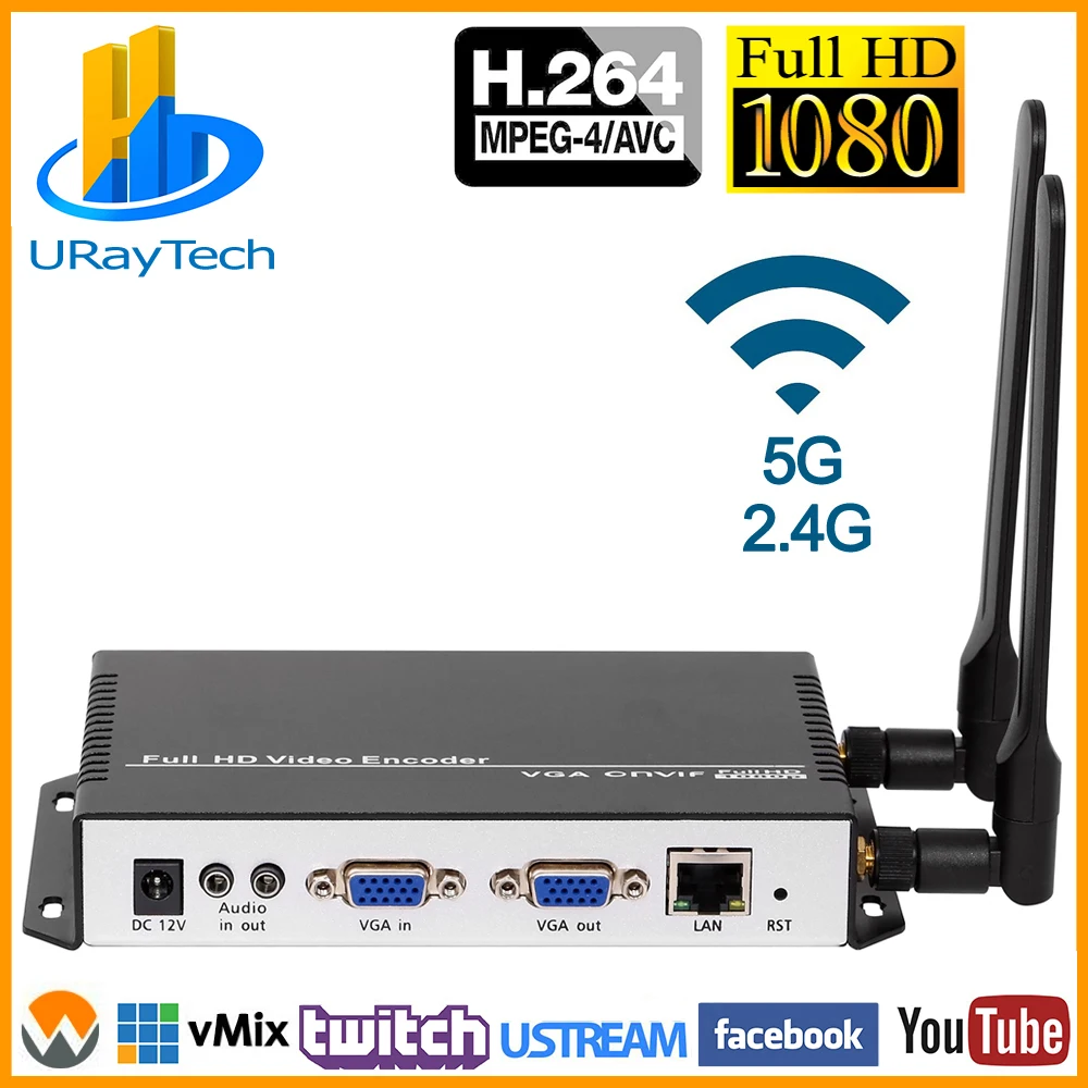 MJPEG MPEG-4 H.264 VGA Видео Аудио к IP потокового кодировщика HD видео на Youtube Facebook Wowza Live RTMP RTMPS кодировщик H264 - Цвет: VGA In