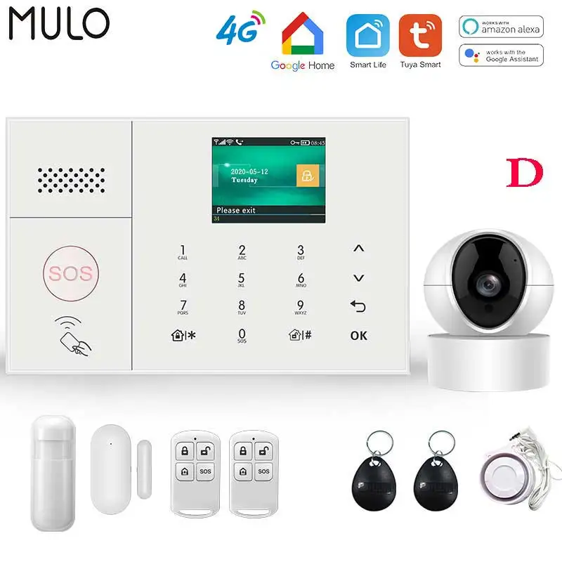 wireless security keypad MULO 4G 3G Security Alarm Systems for Home with Smart Motion Detector and Door Sensor PG108 security alarm keypad Alarms & Sensors