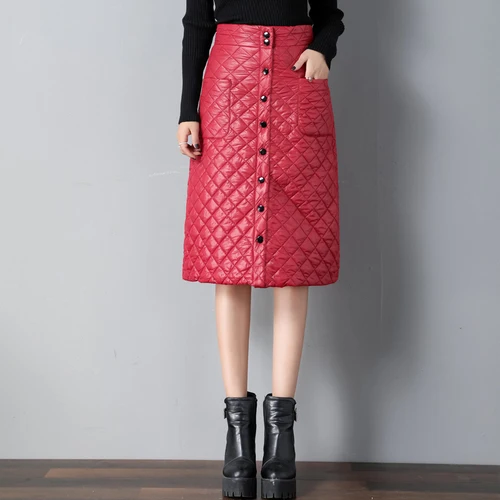 Fv10212 новинка осень зима женская модная повседневная сексуальная юбка кашемировая утолщенная теплая Корейская женская юбка - Цвет: Красный