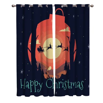 

Christmas Theme Santa Claus Red Ball Pattern Blackout Window Curtains Living Room Curtain Kitchen Blackout Curtains